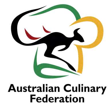 Australian Culinary Federation Logo - Chef hat with Australian colours and kangaroo in the centre