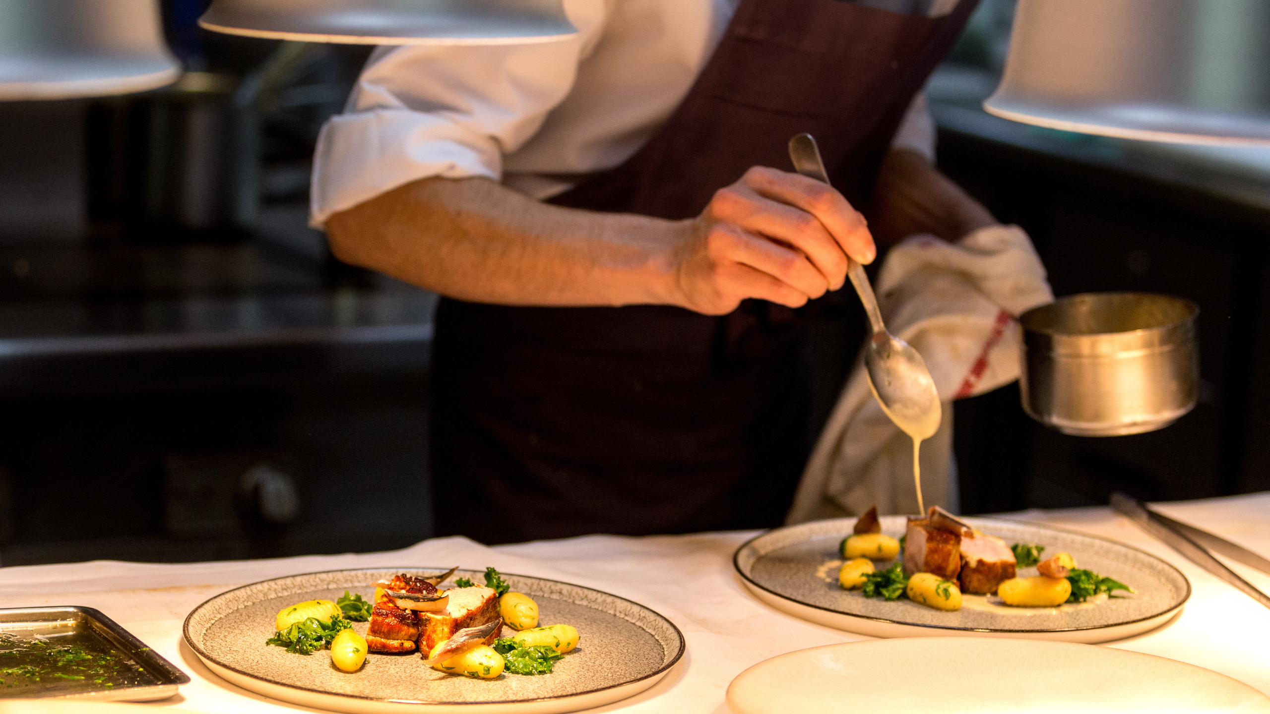 Chef plating restaurant food